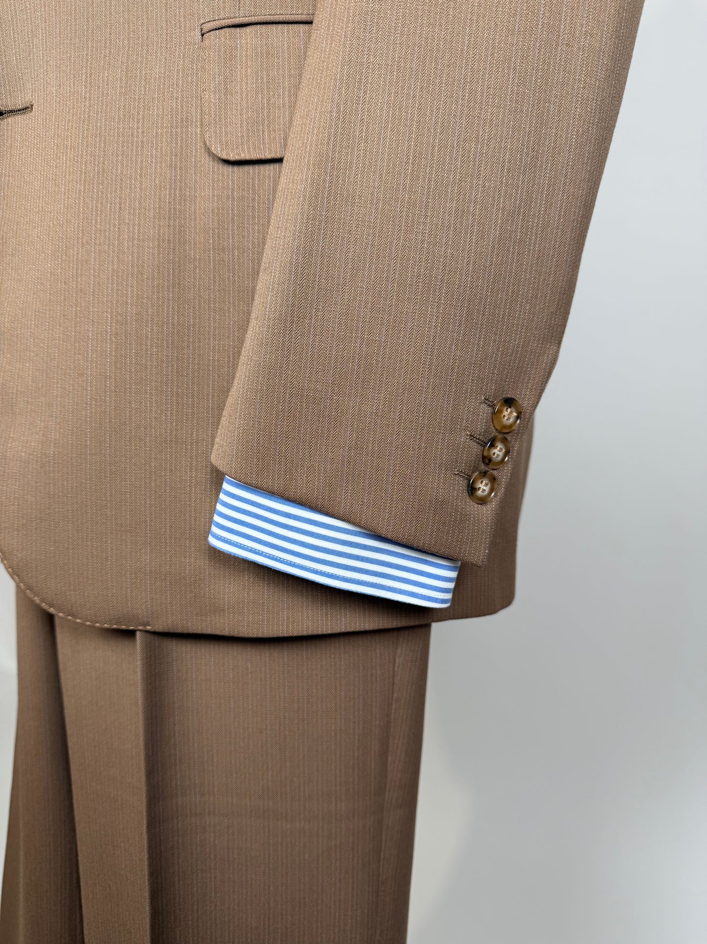 Completo Corneliani anni ‘70 lana pettinata marrone - tg. 48