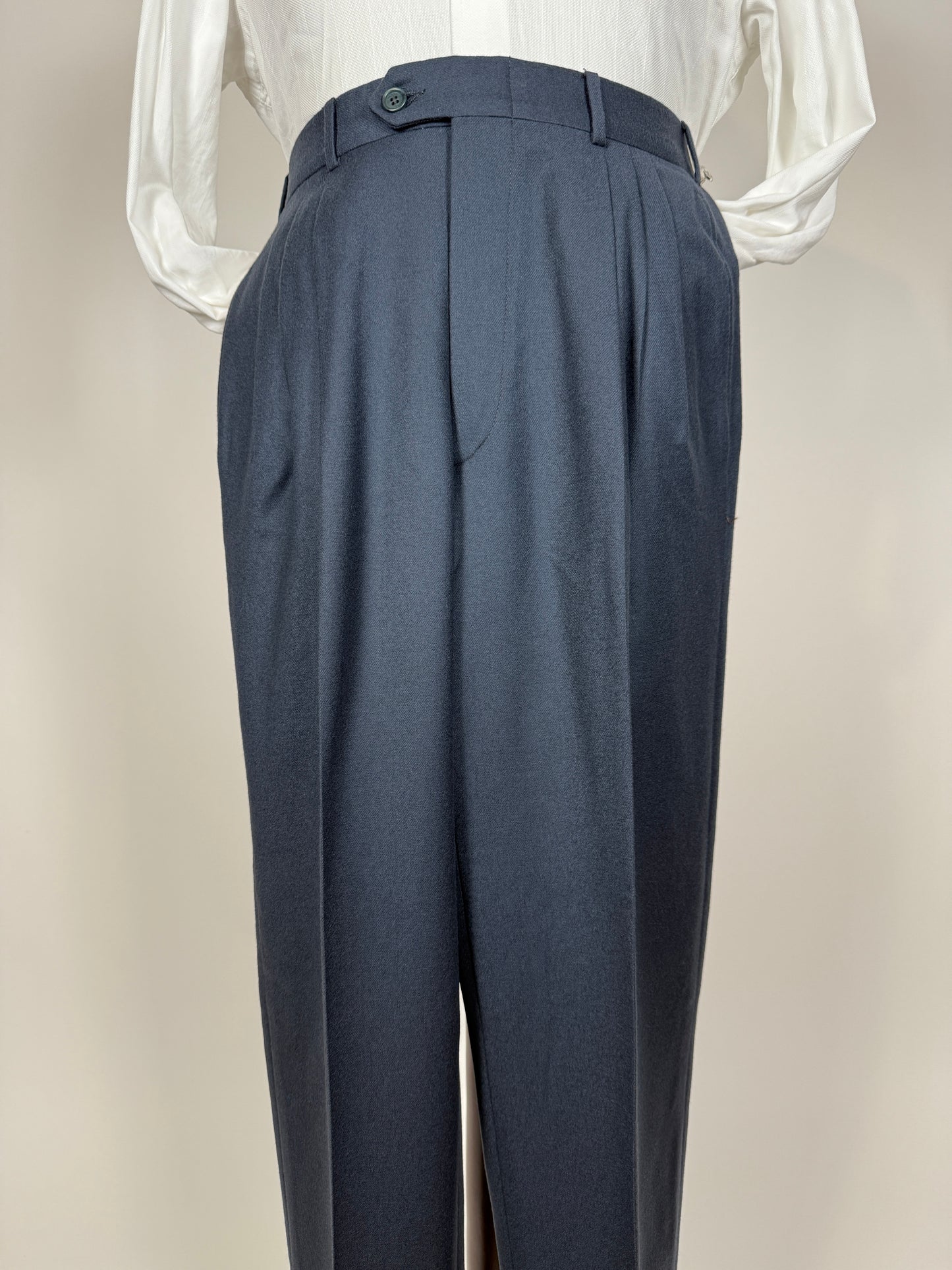 Pantaloni anni ‘80 flanella blu petrolio (NOS) - tg. 46/48