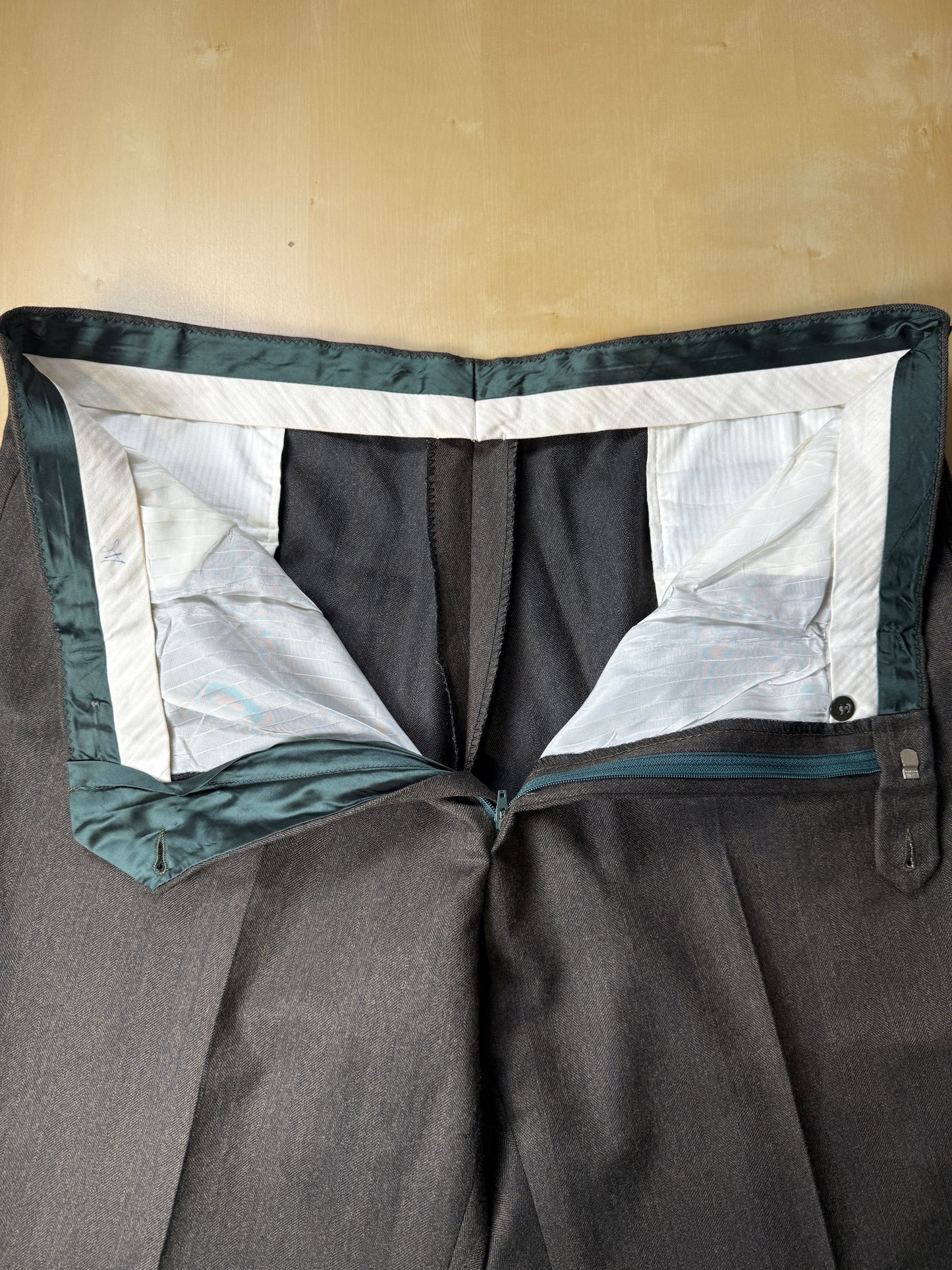 Pantaloni flanella marrone spigato - tg. 56/58