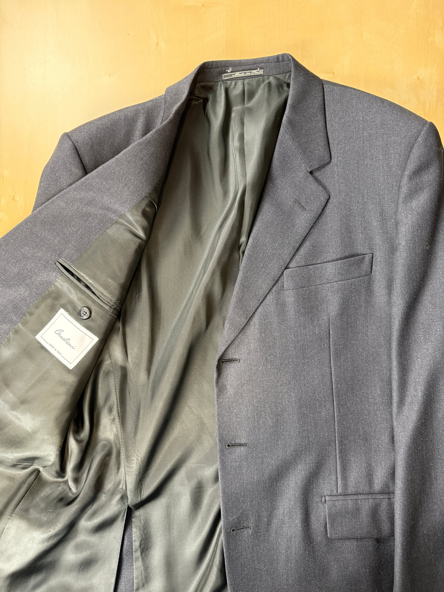 Completo Corneliani anni ‘90 flanella antracite - tg. 50/52