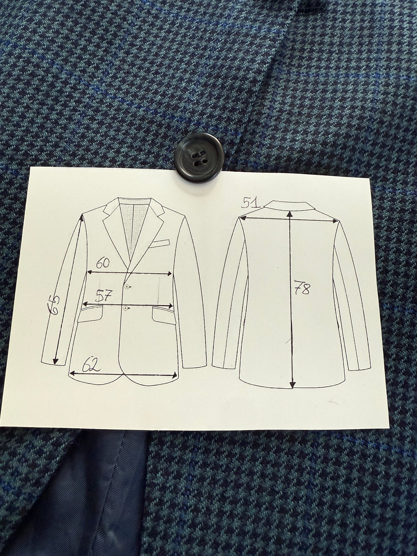 Giacca anni ‘80 pied-de-poule finestrato blu lana e cashmere - tg. 54/56