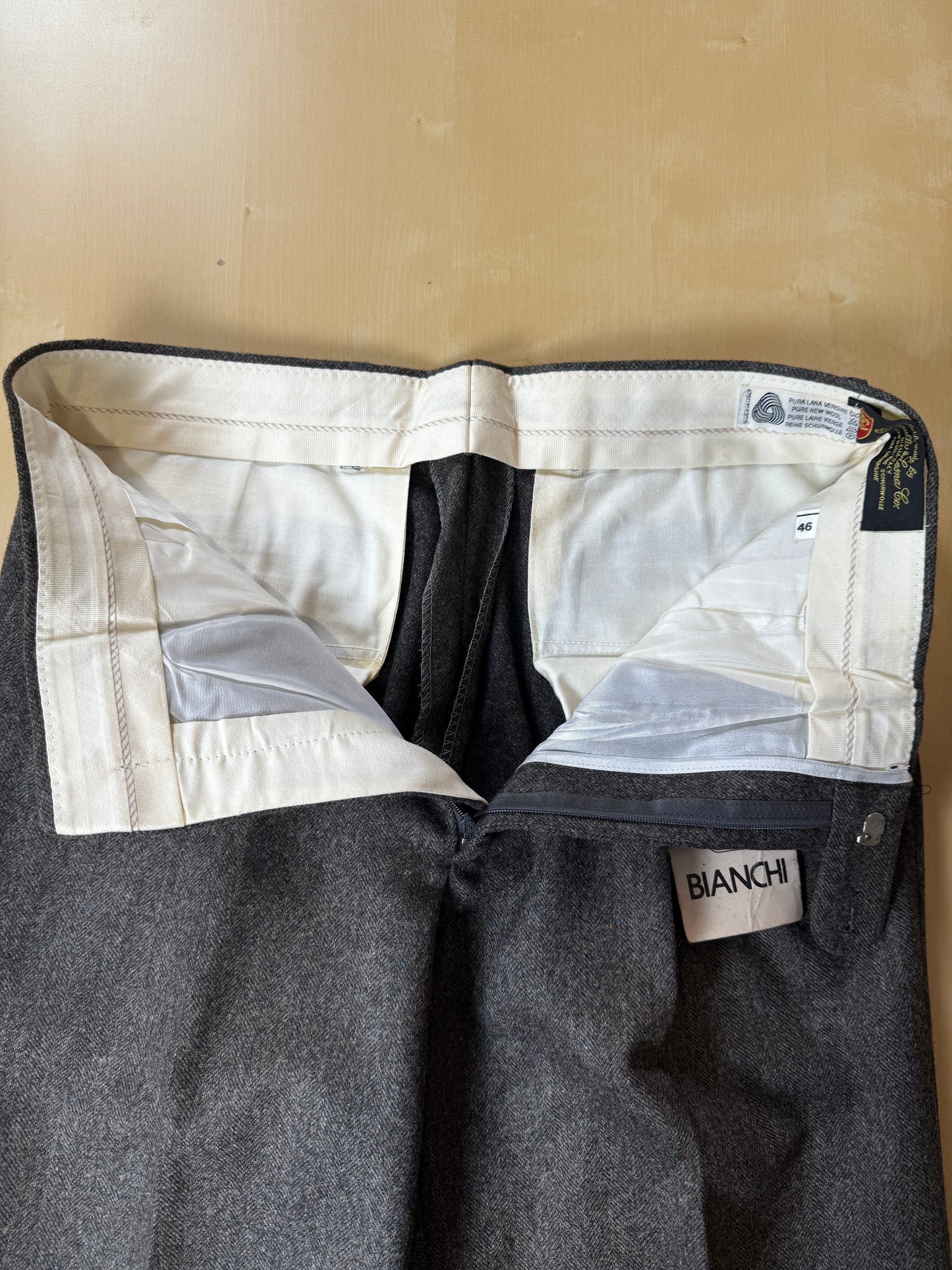 Pantaloni in tweed spinato donegal cachi/marrone (NOS) - tg. 46