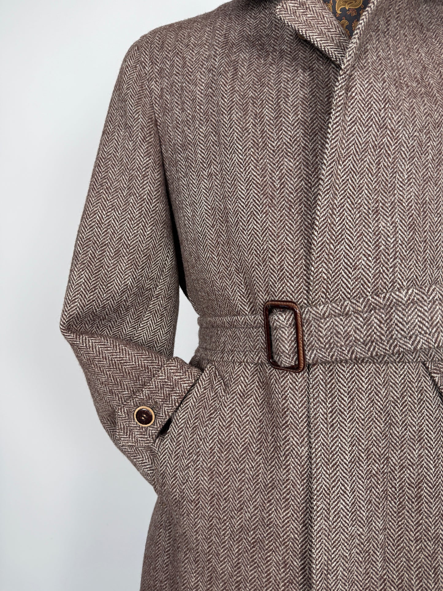 Cappotto in tweed marrone spigato - tg. 50-54