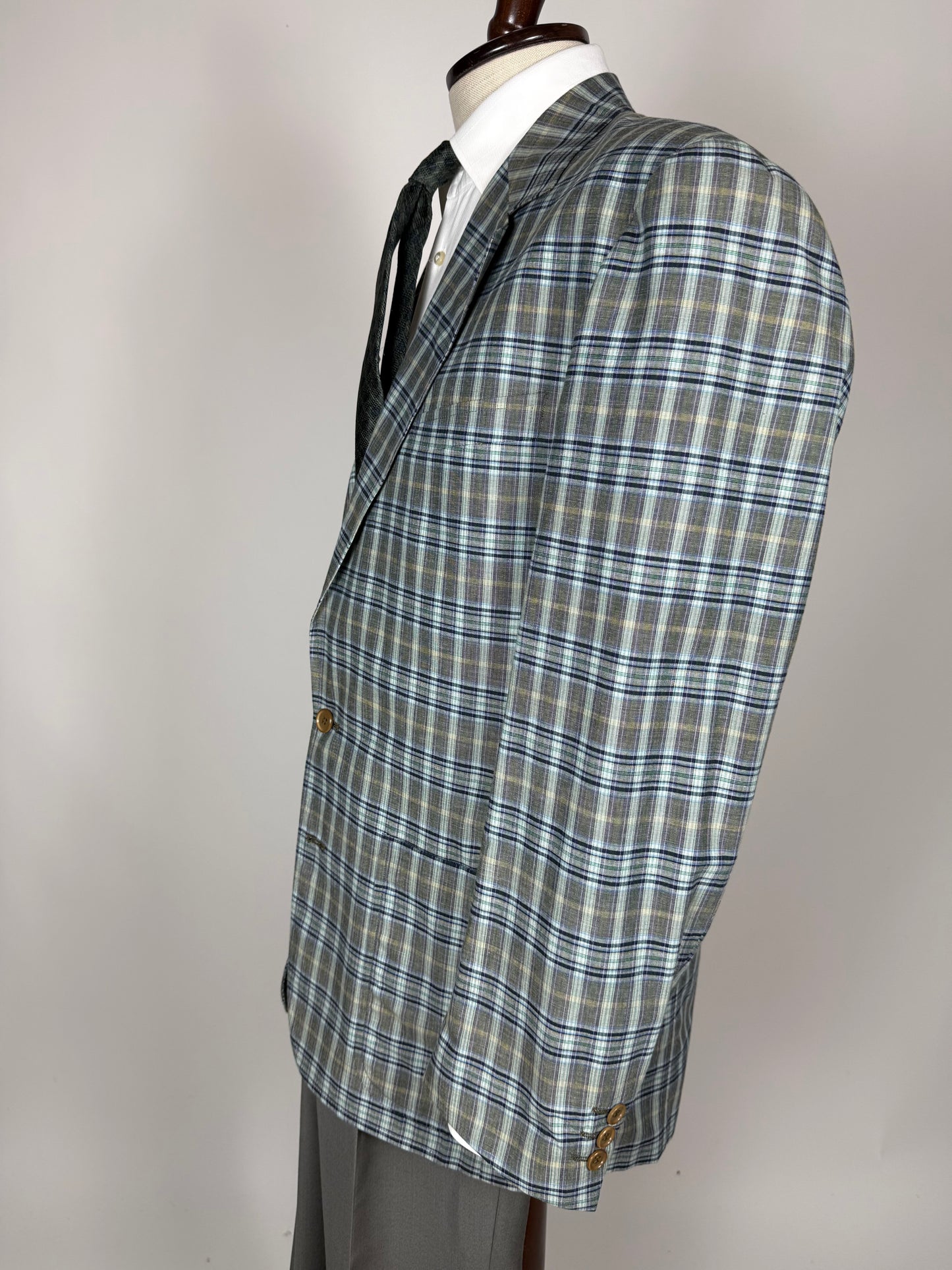 Giacca estiva Corneliani anni '80 in cotone a quadri - tg. 50
