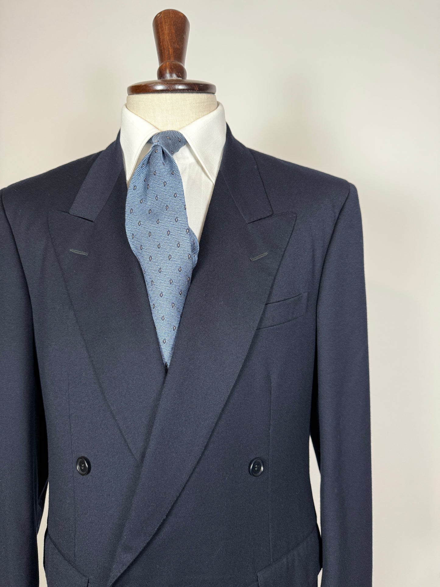 Giacca doppiopetto anni ‘80 flanella blu - tg. 50