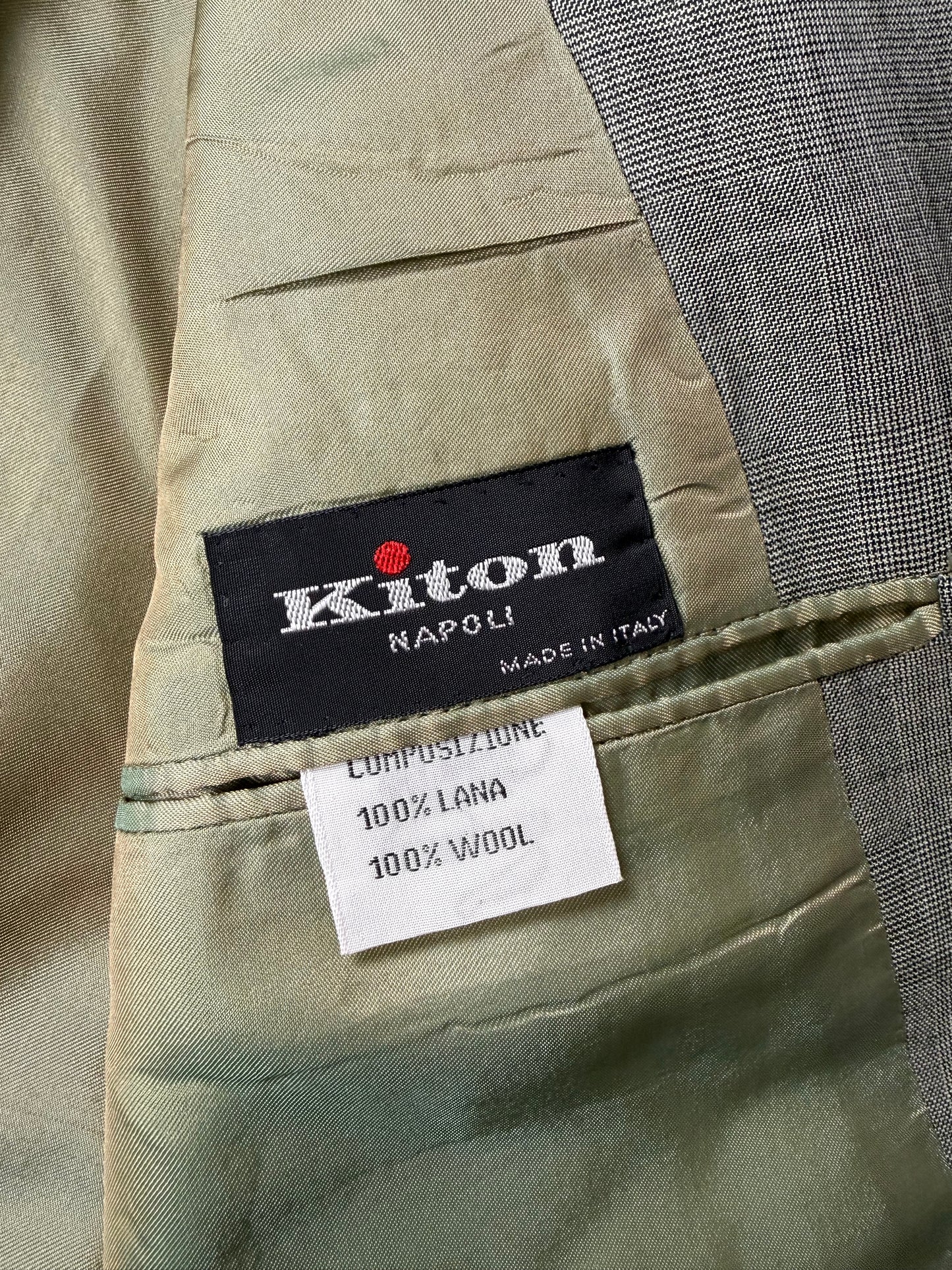 Giacca Kiton fresco lana 14 micron verde salvia - tg. 52/54