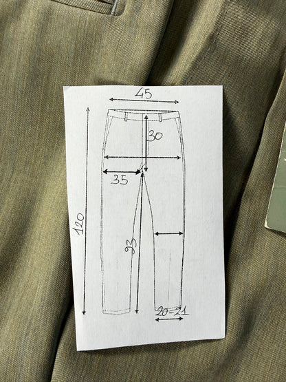 Pantaloni fresco lana verde salvia-oliva anni '80 (NOS) - tg. 50