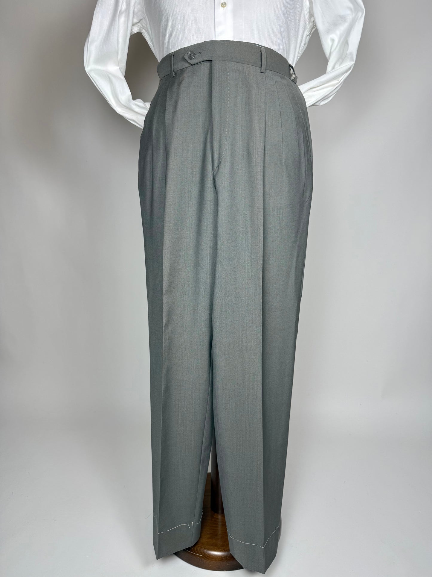 Pantaloni fresco lana salvia 3 pinces anni '80 (NOS) - tg. 50