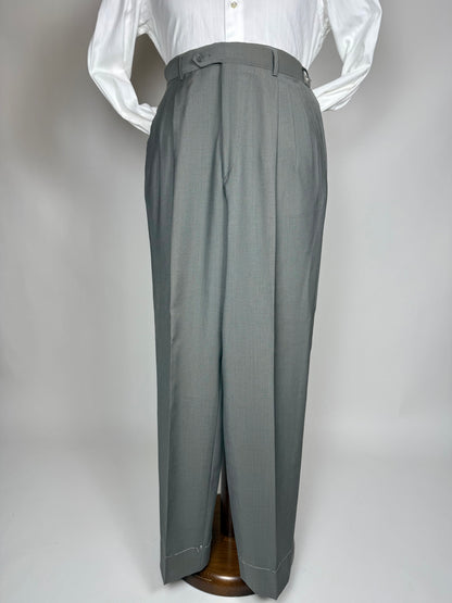 Pantaloni fresco lana salvia 3 pinces anni '80 (NOS) - tg. 50