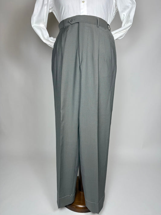 Pantaloni fresco lana salvia 3 pinces anni '80 (NOS) - tg. 50