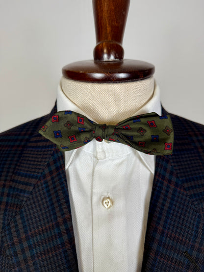 Papillon punta di diamante verde micro fantasia