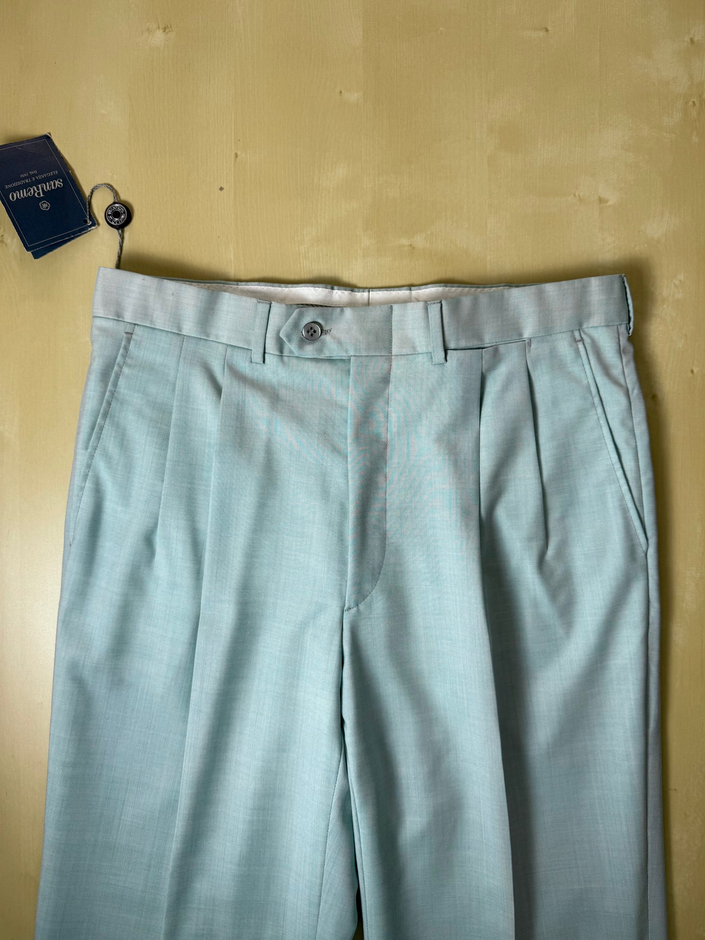 Pantaloni fresco lana turchese anni '80 (NOS) - tg. 48/50