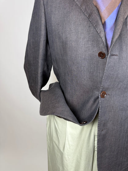 Giacca Cantarelli puro lino marrone herringbone - tg. 50