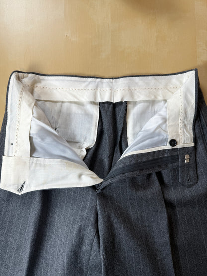 Completo doppiopetto flanella grigio gessato anni ‘80/‘90 - tg. 48/50, drop alto