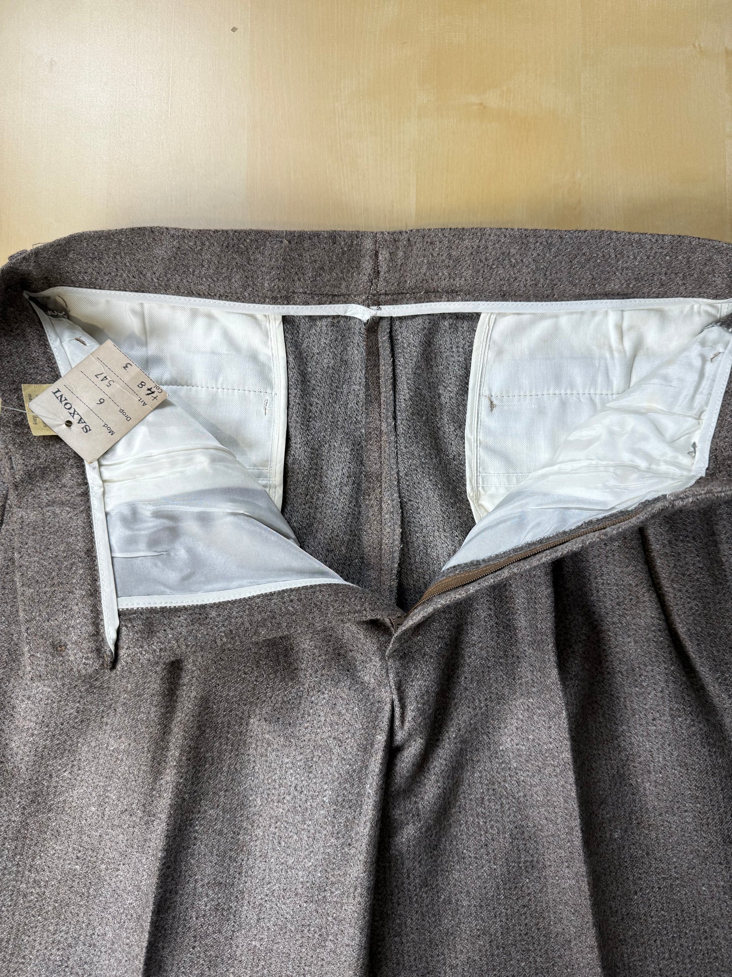 Pantaloni anni ‘70 flanella tabacco misto lana (NOS) - tg. 44