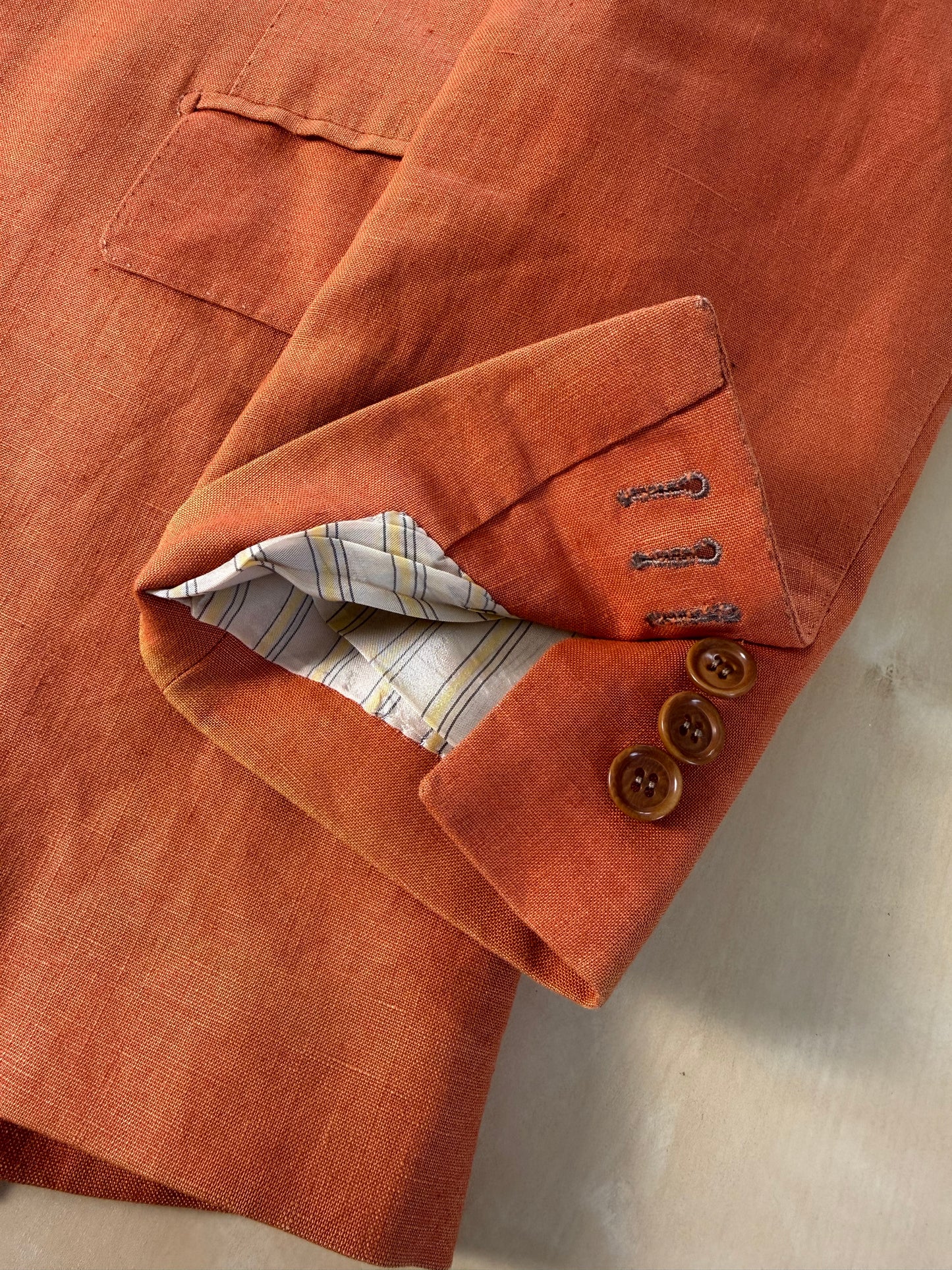 Giacca sartoriale D. Caraceni-Campagna lino irlandese arancio - tg. 50/52