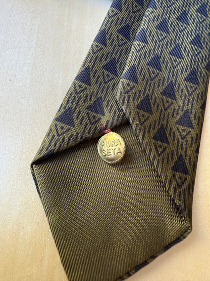 Cravatta anni ‘60 verde micro fantasia geometrica