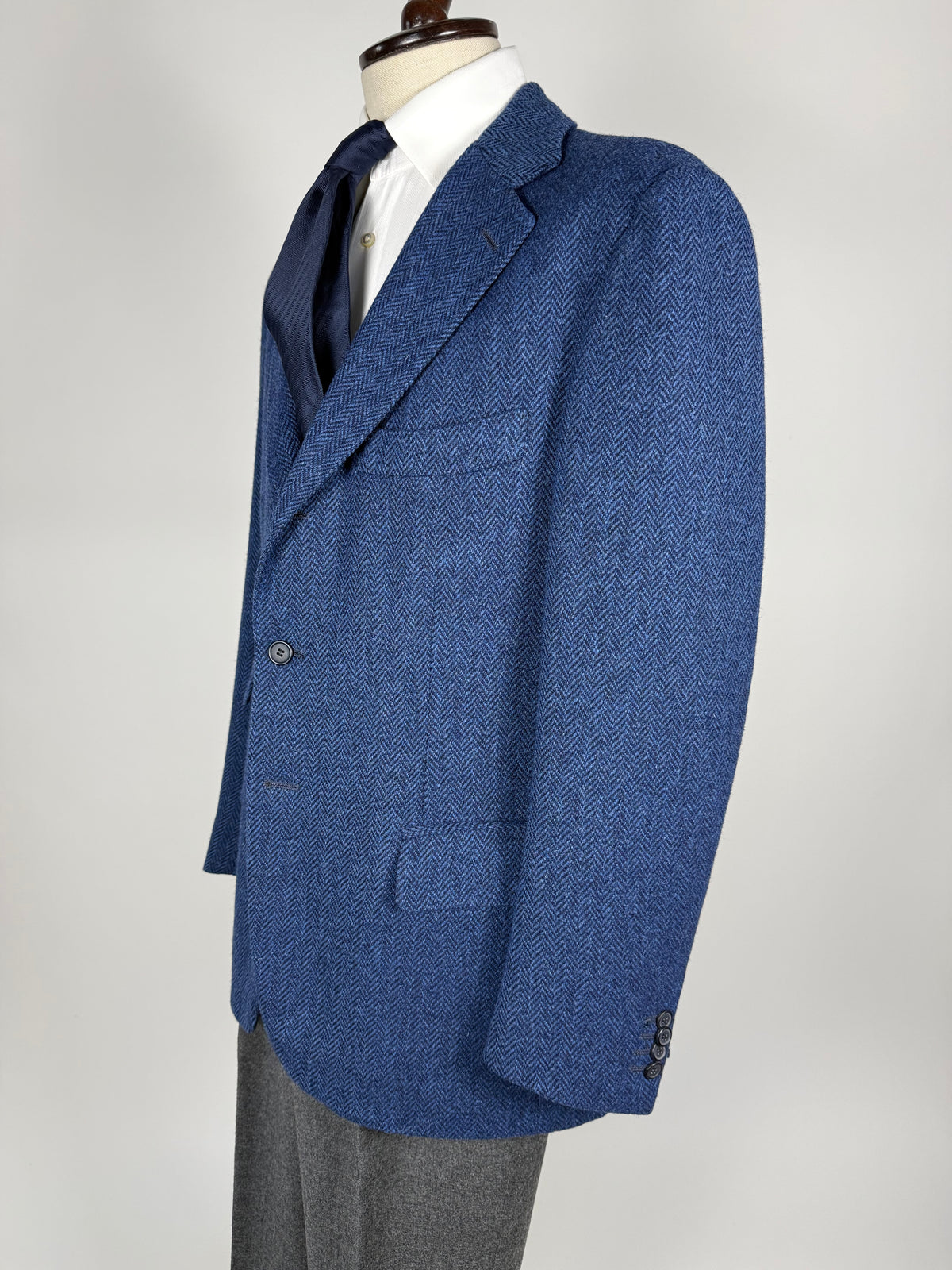 Giacca De Paz vintage tweed spigato blu - tg. 54