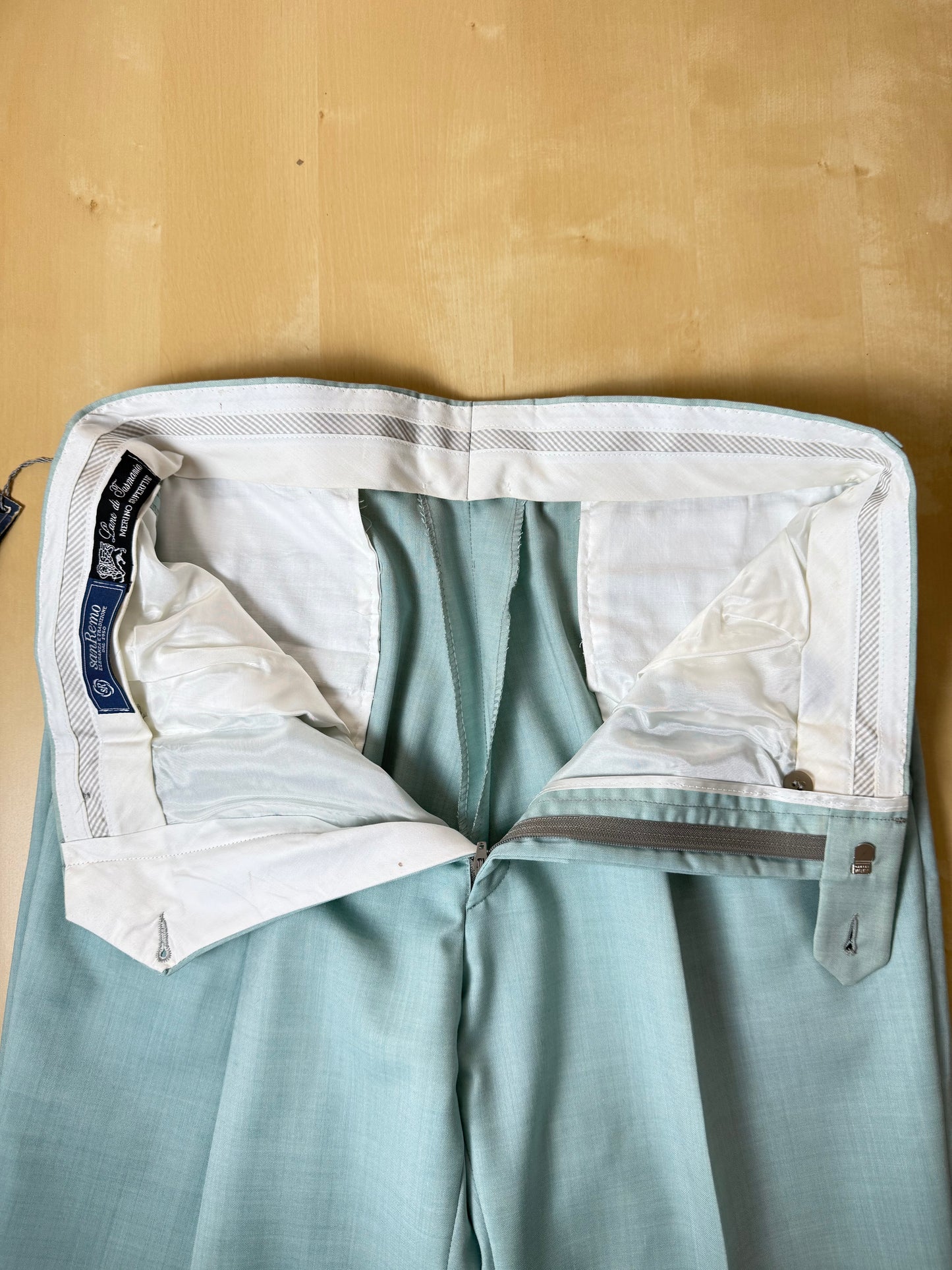 Pantaloni fresco lana turchese anni '80 (NOS) - tg. 48/50