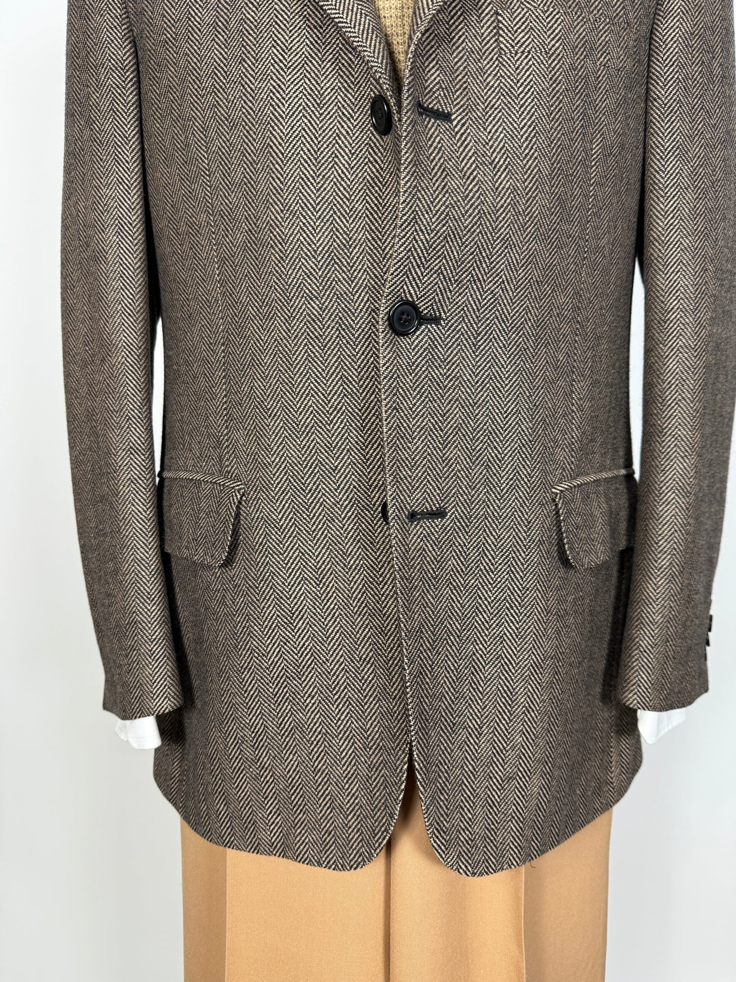 Giacca in puro cashmere marrone spigato - tg. 50