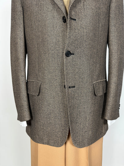 Giacca in puro cashmere marrone spigato - tg. 50