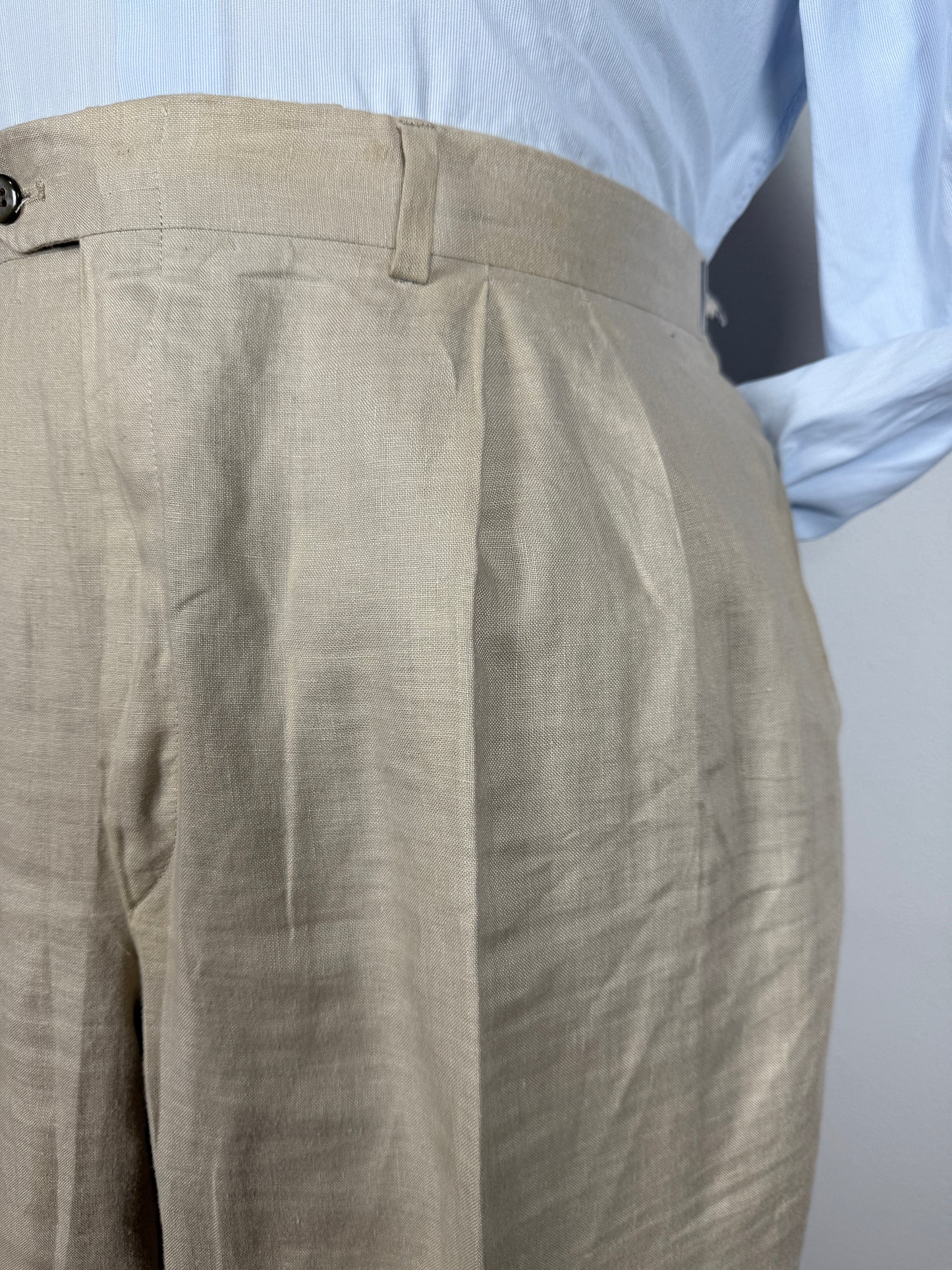 Completo anni ‘80 in puro lino beige chiaro - tg. 56