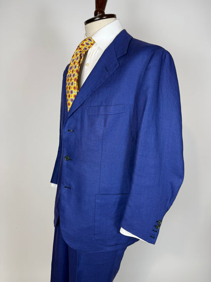 Completo sartoriale F. Di Marco lino irlandese blu (doppio pantalone) - tg. 52 corta