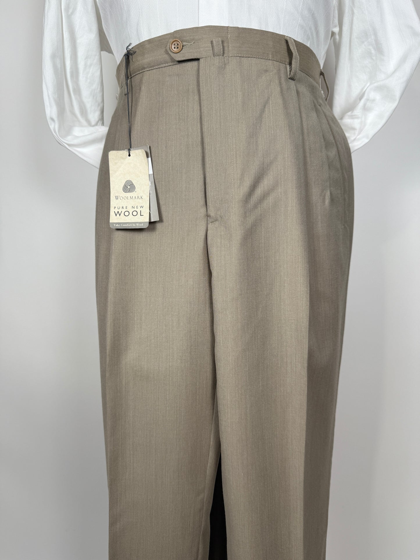 Pantalone anni ‘90 in fresco lana beige/cachi (NOS) - tg. 52