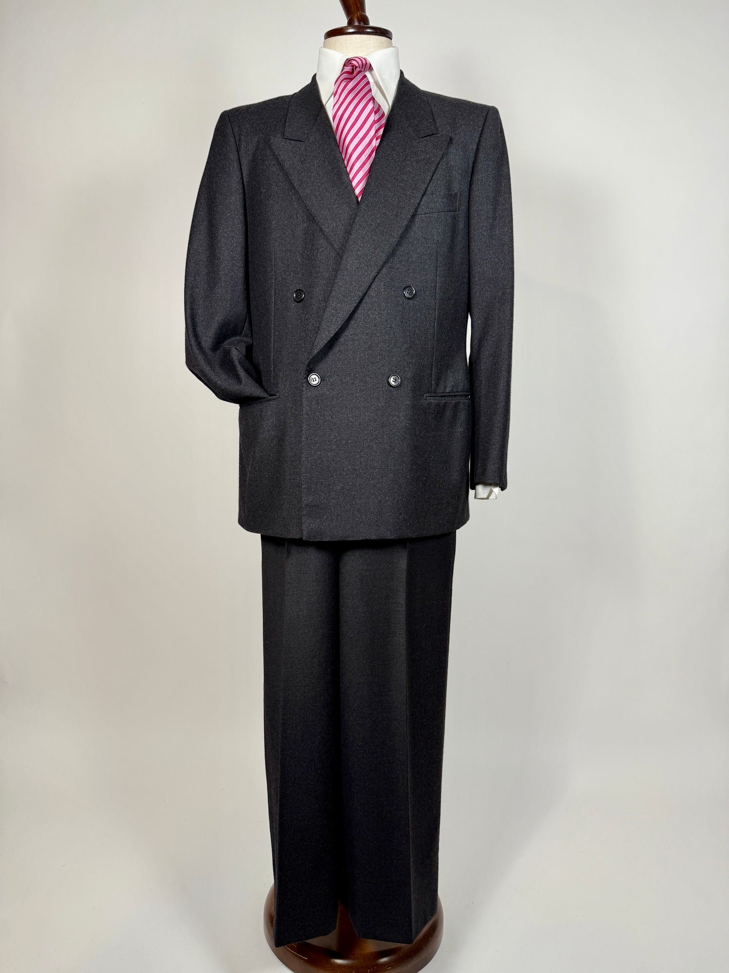Completo doppiopetto anni ‘70/‘80 flanella antracite - tg. 52