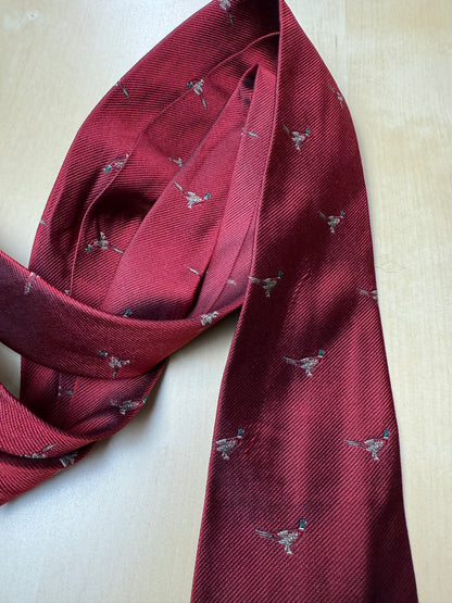 Cravatta De Paz vintage rossa con fagiani