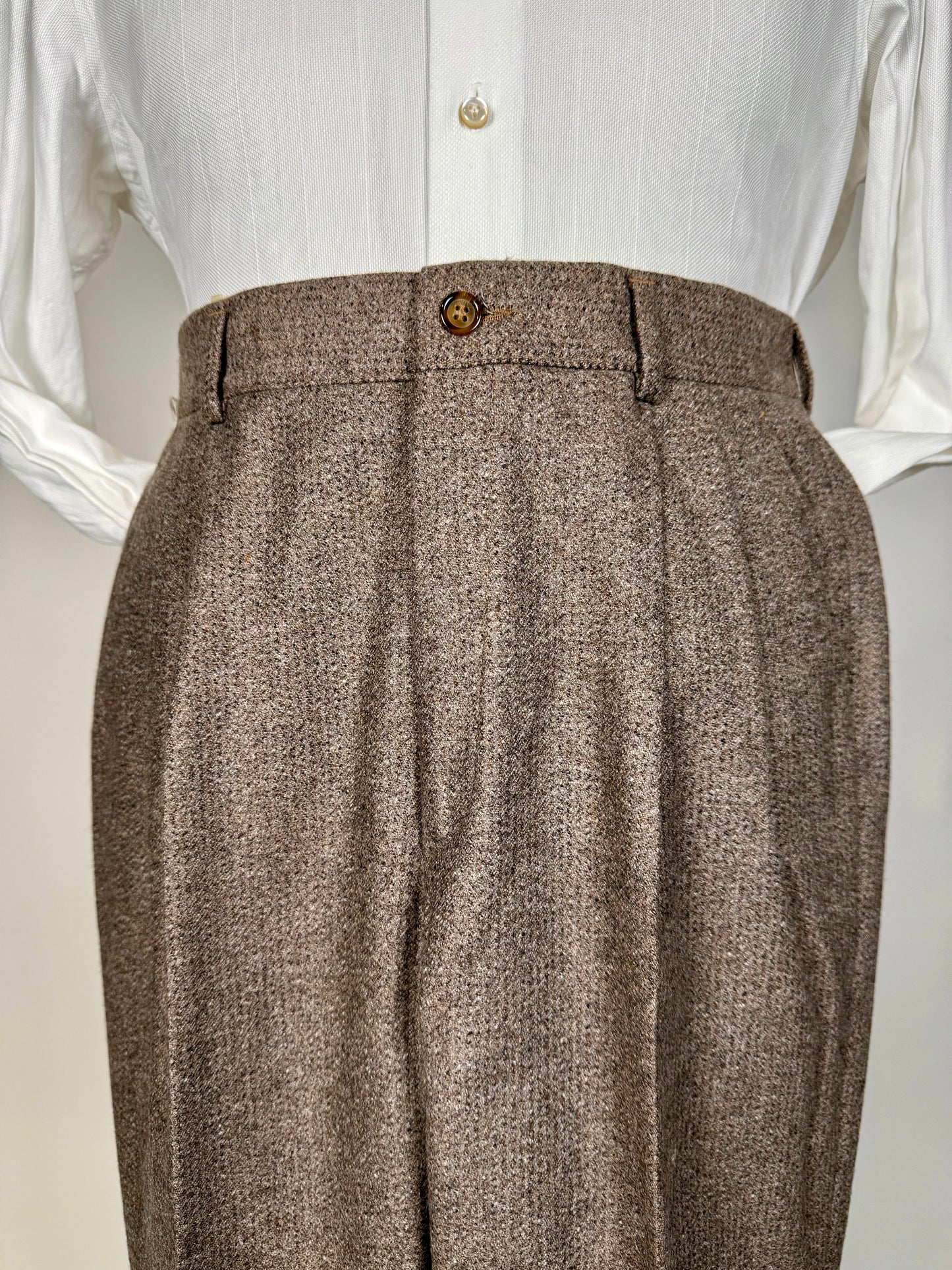 Pantaloni anni ‘70 flanella tabacco misto lana (NOS) - tg. 44