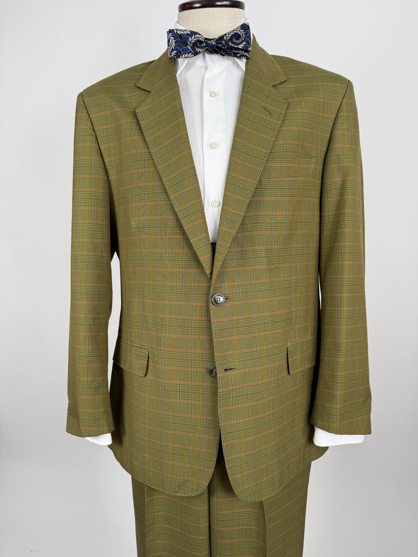 Completo anni ‘80 verde a quadri in cotone sfoderato - tg. 50