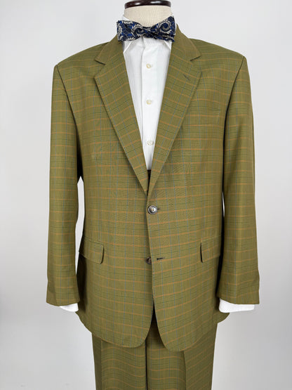 Completo anni ‘80 verde a quadri in cotone sfoderato - tg. 50