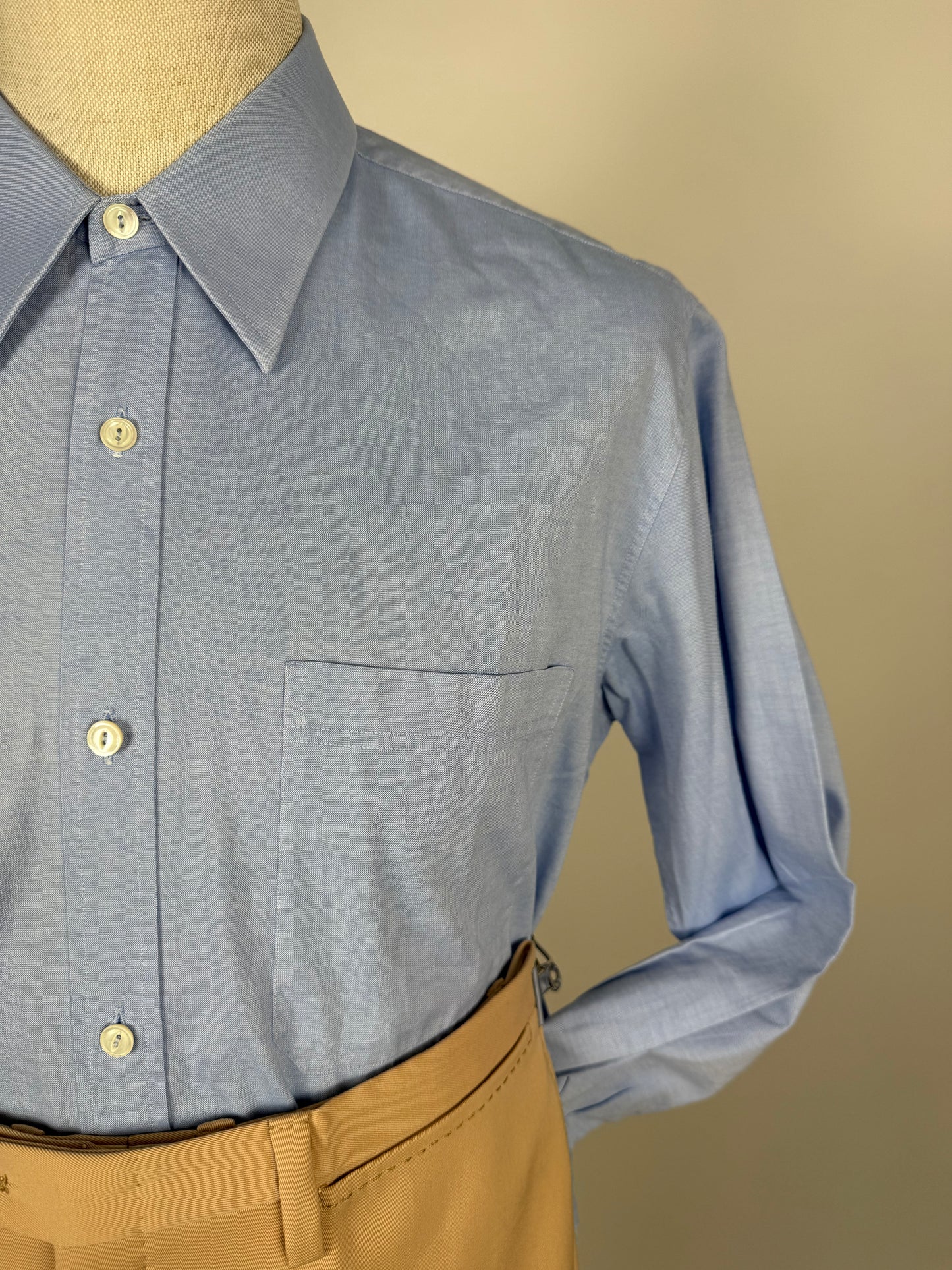 Camicia sartoriale anni ‘70/‘80 Oxford azzurro - M/L collo 42