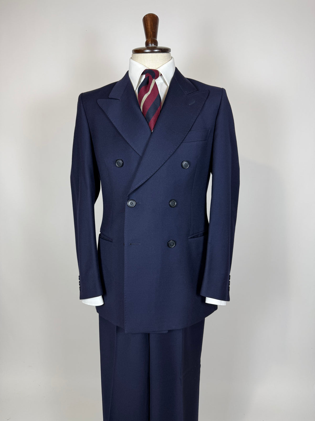 Completo doppiopetto anni '70 flanella blu - tg. 46