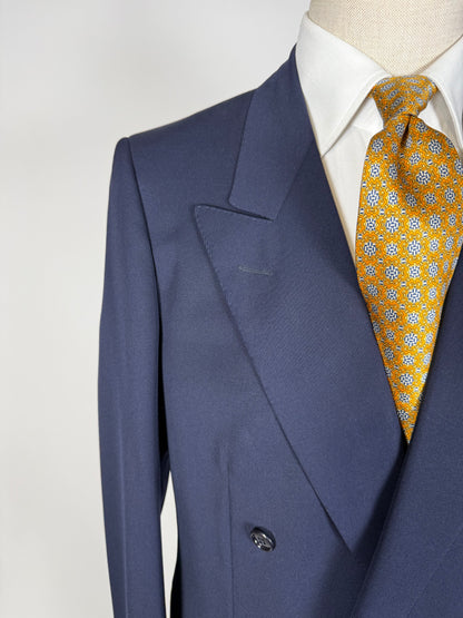 Completo doppiopetto anni '70/'80 twill lana pettinata blu - tg. 48