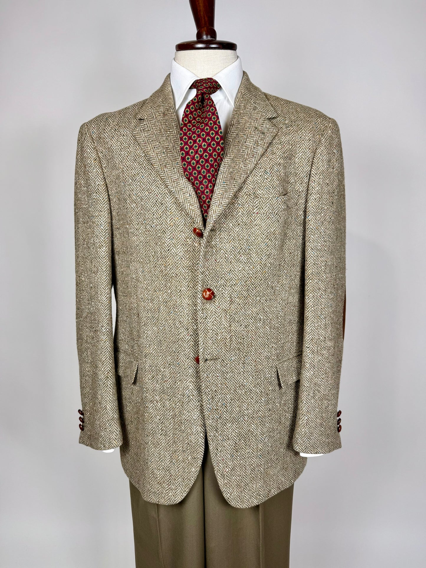Giacca anni '90 donegal tweed salvia - tg. 52