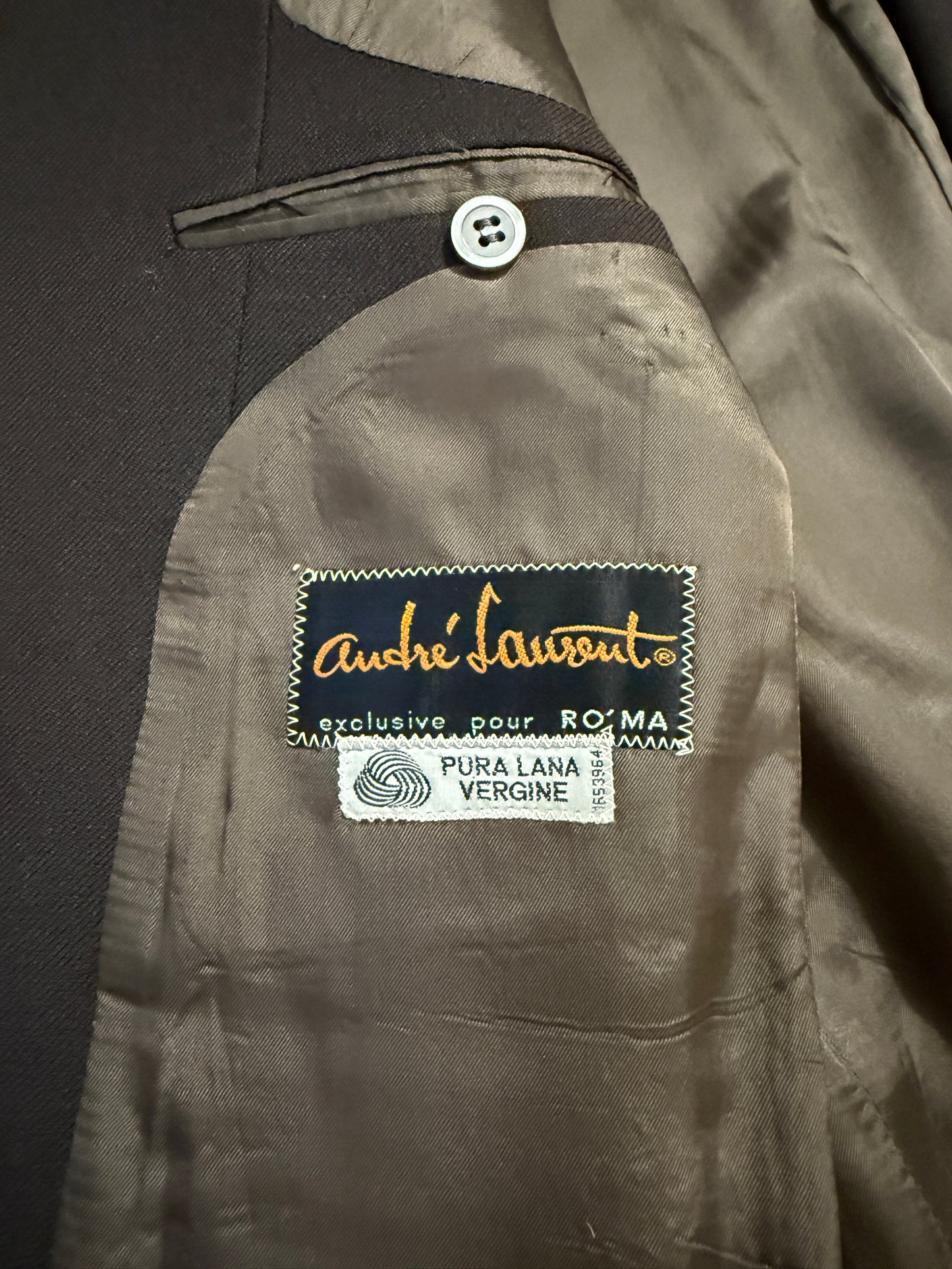 Completo 3 pezzi anni ‘70 a zampa in flanella marrone - tg. 44/46