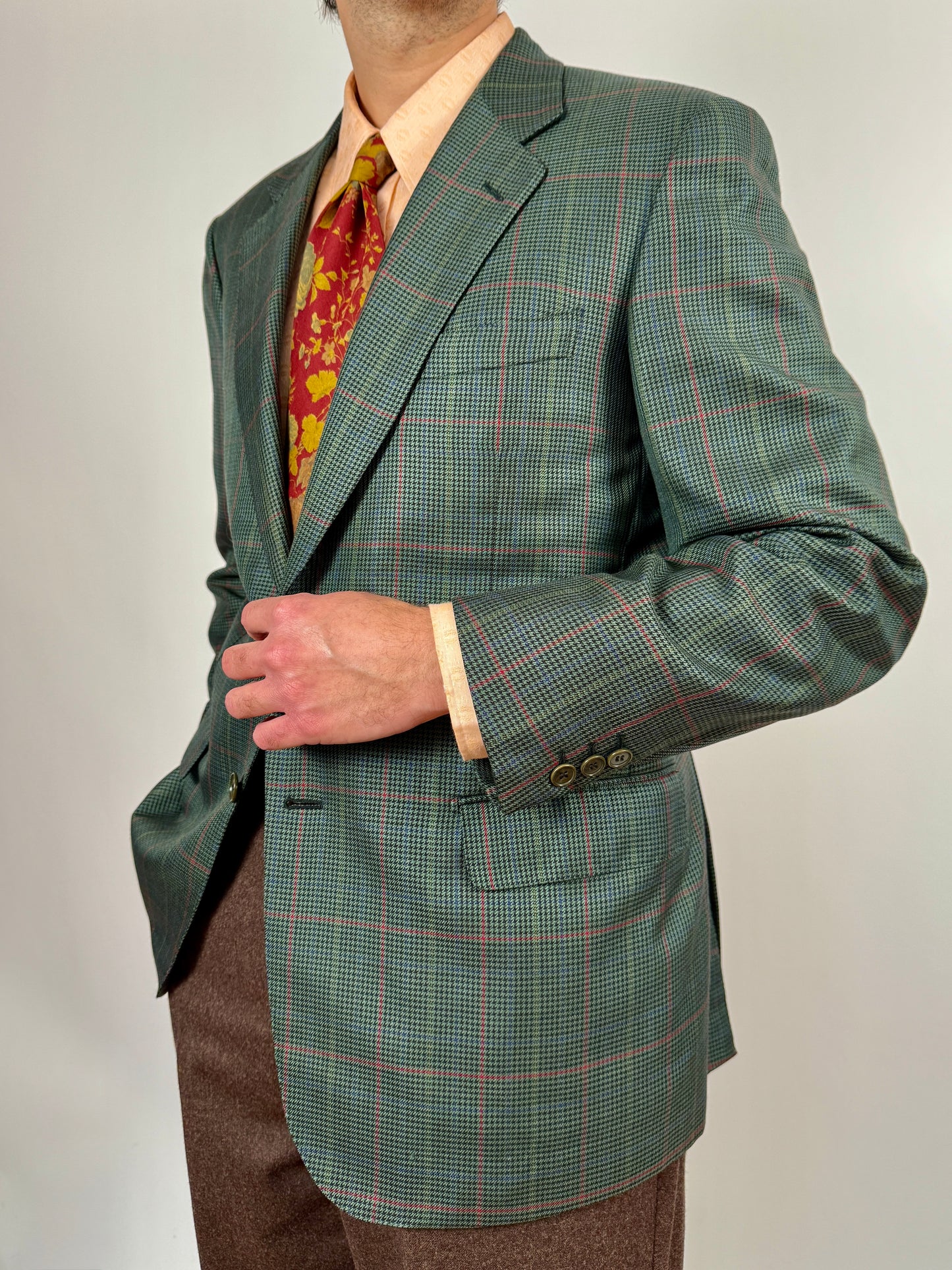 Giacca made-to-measure flanella pettinata pied-de-poule finestrato - tg. 50