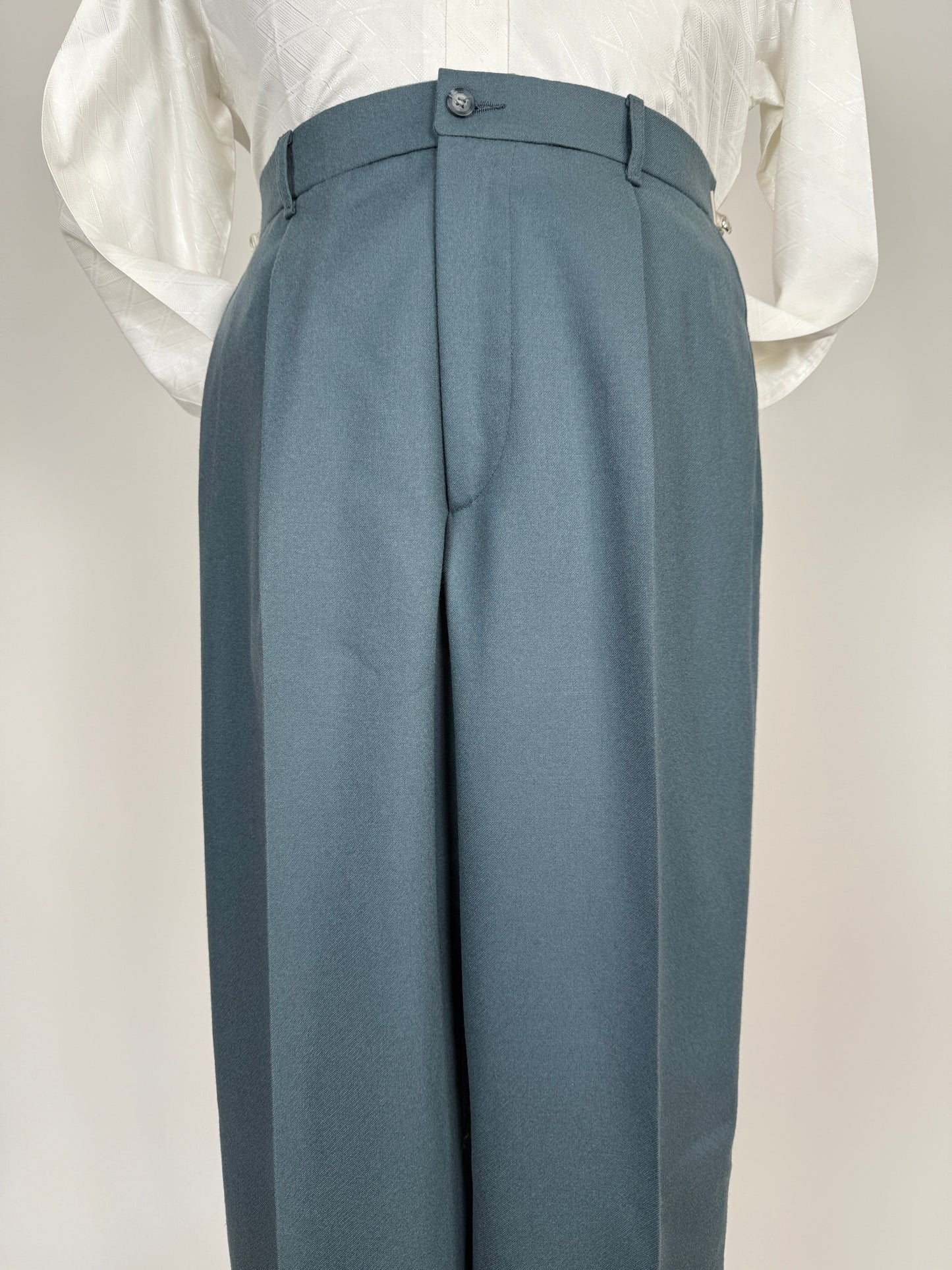 Pantaloni anni ‘80 flanella verde petrolio (NOS) - tg. 48