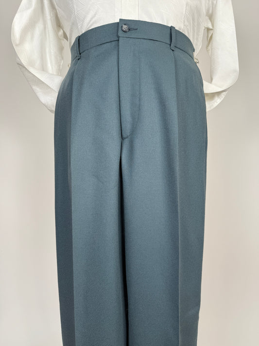 Pantaloni anni ‘80 flanella verde petrolio (NOS) - tg. 48