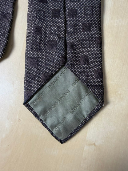 Cravatta Armani vintage marrone quadri