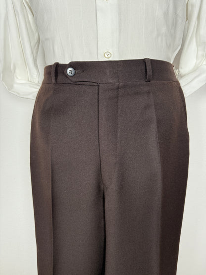 Completo 3 pezzi anni ‘70 a zampa in flanella marrone - tg. 44/46