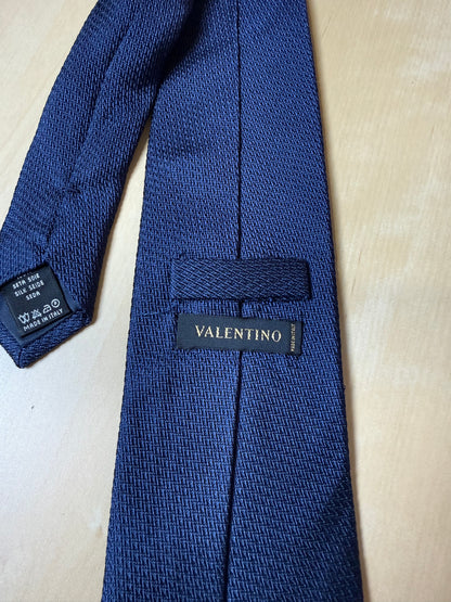 Cravatta Valentino grenadine blu tinta unita