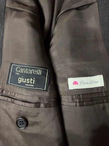 Giacca Cantarelli puro lino marrone herringbone - tg. 50