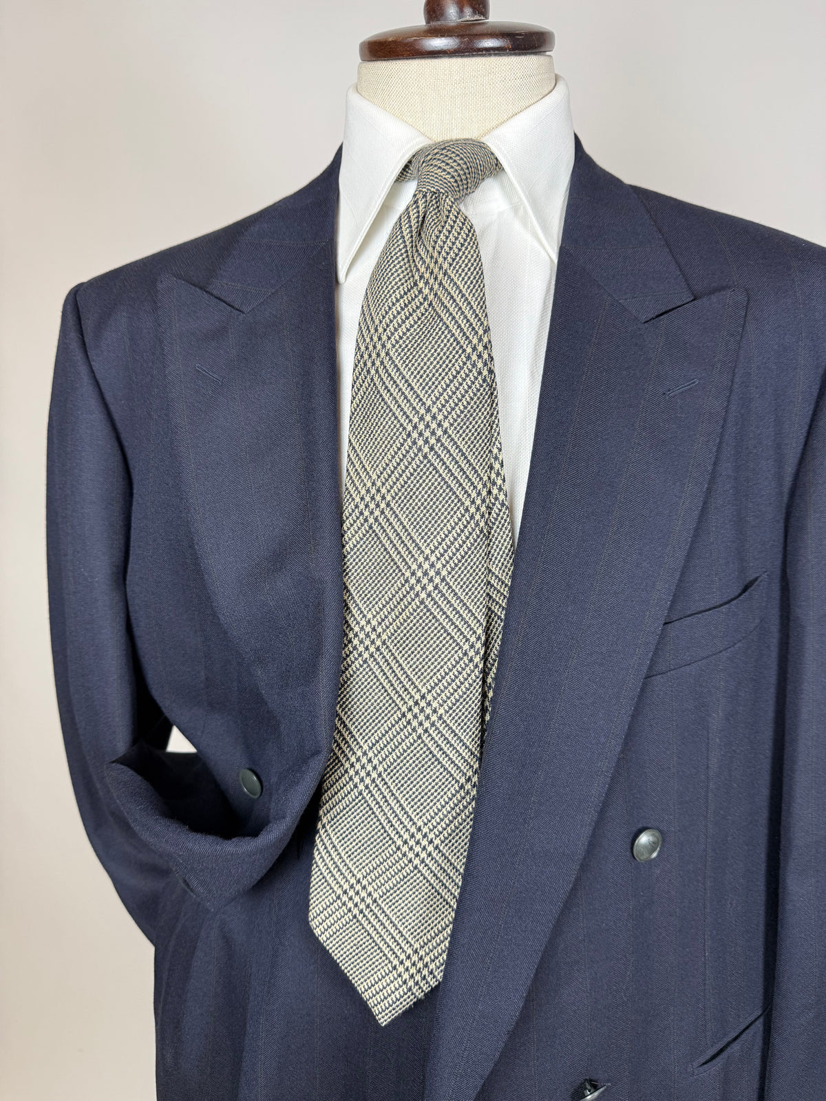 Completo doppiopetto Yves Saint Laurent anni '80 flanella blu - tg. 54/56