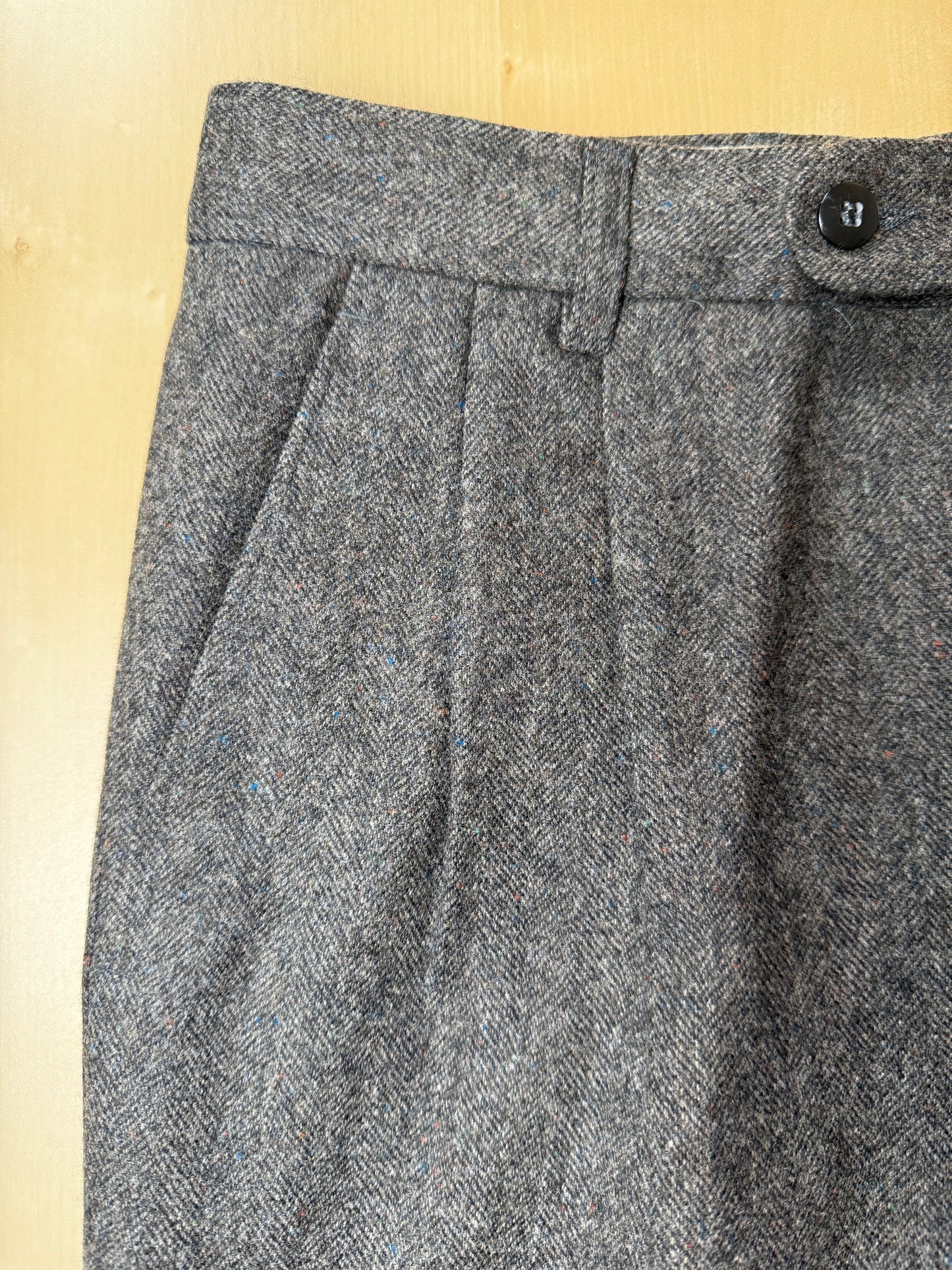 Pantaloni in tweed spinato donegal cachi/marrone (NOS) - tg. 46
