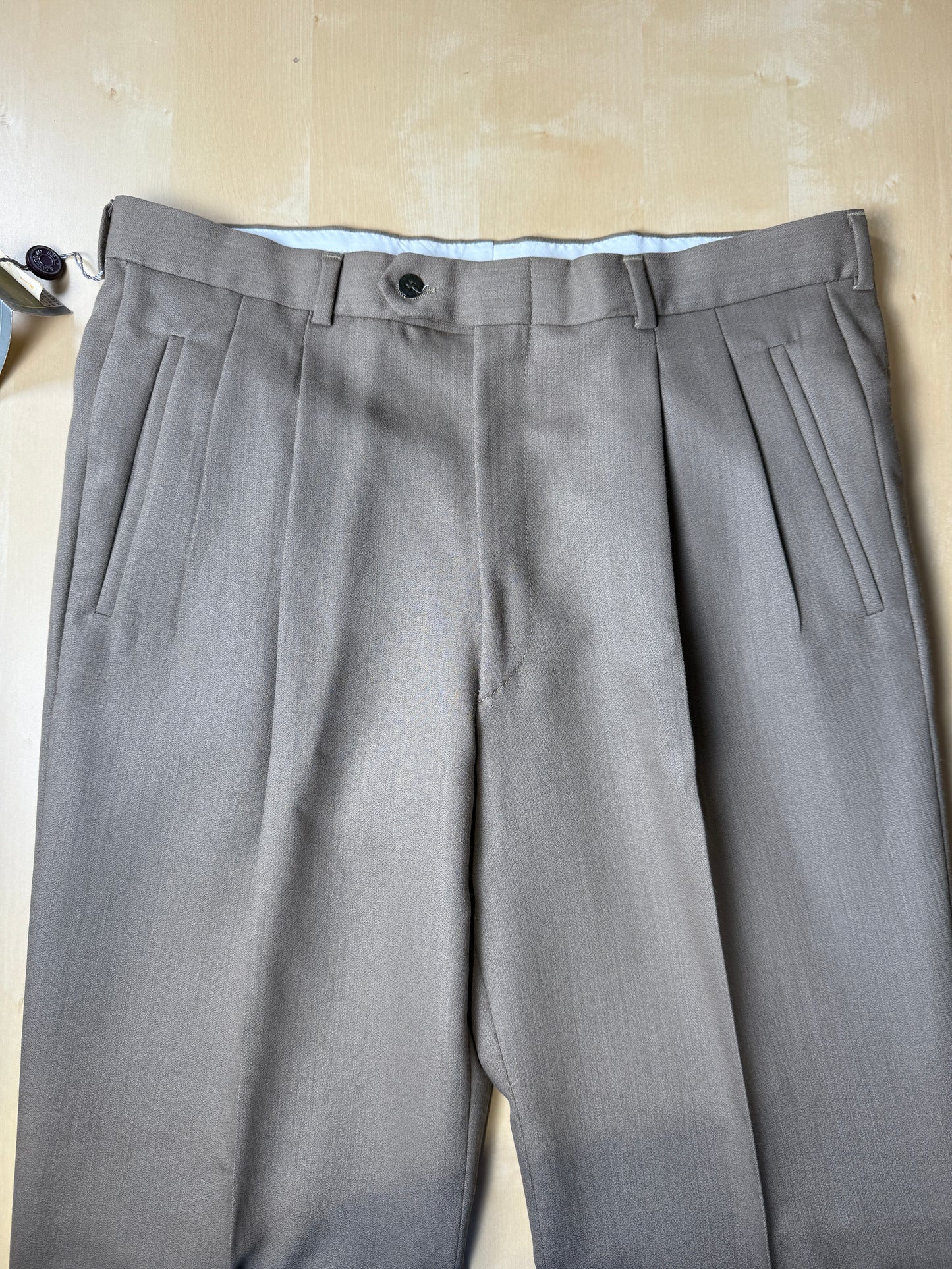 Pantaloni anni ‘80 lana pettinata cachi - tg. 52/54