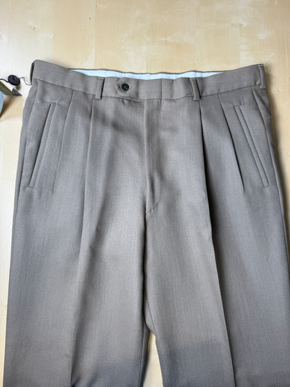 Pantaloni anni ‘80 lana pettinata cachi - tg. 52/54