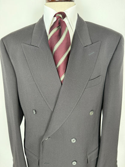 Completo doppiopetto anni ‘80 flanella verde petrolio - tg. 50/52 drop alto